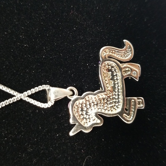 Kohls Unicorn Katy Perry Style Pendant Silver stone Chain Necklace 18” Gift Y2K - Picture 4 of 6